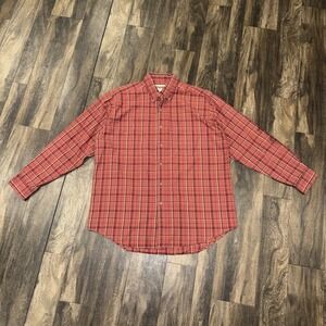 Wrangler Rugged Wear Men's Plaid Long-Sleeve Button-Up Collared Shirt Size XL